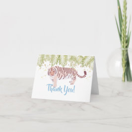 ワイルド タイガー パーム ツリーの葉 ライト ブルー サンキューカード