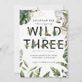 ワイルド＆トロピカルグリーエリー３歳の誕生日 招待状 (正面)