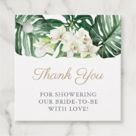 ワイルド トロピカル フォリアージ グリーン ホワイト ブライダル シャワー フェイバータグ