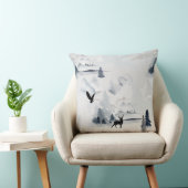 ワイルド ネイチャー ウィンター コラージュ オウル 鹿 フォレスト  クッション (椅子)