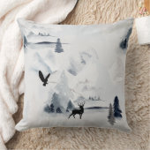 ワイルド ネイチャー ウィンター コラージュ オウル 鹿 フォレスト  クッション (ブランケット)