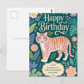 ワイルド ピンク タイガー 誕生日冒険 ポストカード (正面/裏面)
