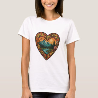 ワイルド・フェミニスト GRL PWR ハートマウンテンTシャツ Tシャツ