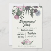 ワイルド フラワーズ | ピンク | 婚約パーティー 招待状 (正面)