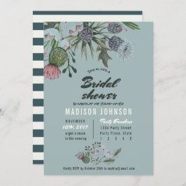 ワイルド フラワーズ | 青 | ブライダル シャワー 招待状