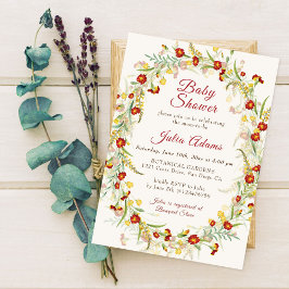 ワイルド フラワー イエロー マリーゴールド 植物 ベビー シャワー 招待状