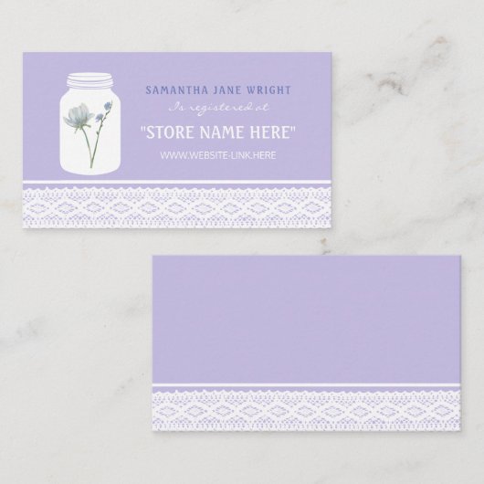 ワイルド フラワー メイソンジャーとレースのギフト登録 エンクロージャーカード (正面/裏面)