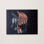 ワイルド&フリー – 愛国的なイーグル，バイクと米国国旗 ジグソーパズル (横)