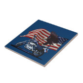 ワイルド&フリー – 愛国的なイーグル，バイクと米国国旗 タイル (側面)