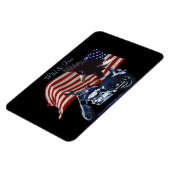 ワイルド&フリー – 愛国的なイーグル，バイクと米国国旗 マグネット (左側)