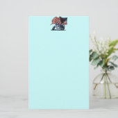 ワイルド&フリー – 愛国的なイーグル，バイクと米国国旗 便箋 (スタンド正面)