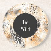 ワイルド ブラック クリーム レオパード アニマル コースター (正面)