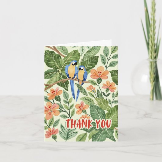 ワイルド マカオ ジャングル トロピカル 水彩 サンキューカード (正面)