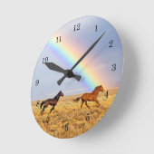 ワイルド·マスタング·ホランニングーズ·アンド·レインボー ラウンド壁時計 (傾斜)