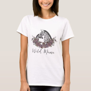 ワイルド・ママ・シマウマ・サファリ・ベビーシャワー・ママ Tシャツ