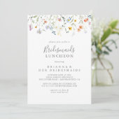 ワイルド マルチカラー フラワーの ブライドメイドのランチョン シャワー 招待状 (スタンド正面)