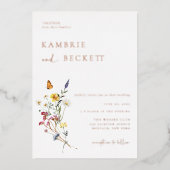 ワイルド メドウ フラワーの結婚式 箔招待状 (正面)