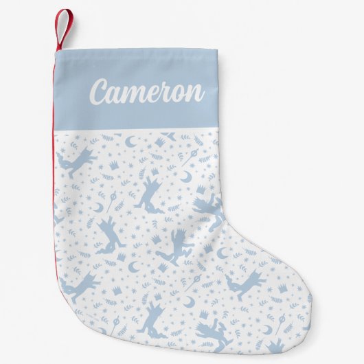 ワイルド・モノの青いフローラ スモールクリスマスストッキング (正面)