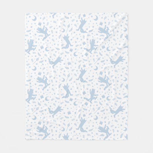 ワイルド・モノの青いフローラ フリースブランケット (正面)