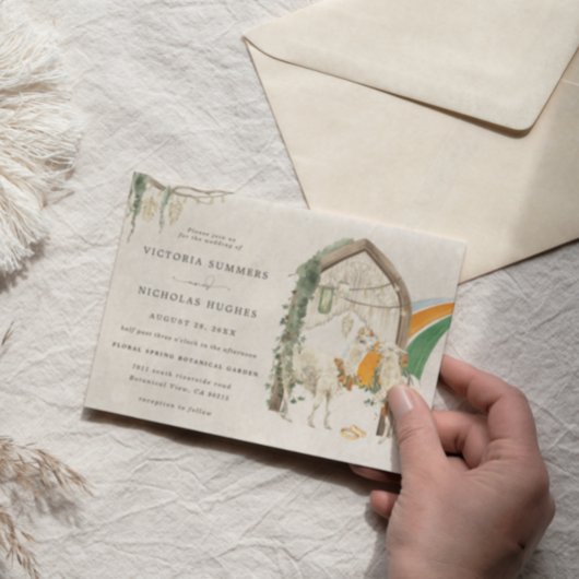 ワイルド・ラブ | Boho Macrame Llama Greenery 結婚's 招待状