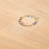 ワイルド・ローズ・ウッズ エキゾチック・フラワー・ガーデン ウェディング アクリル招待状 (レイダウン)