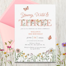ワイルド&ワイルドフラワー3歳の誕生日 招待状