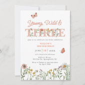 ワイルド&ワイルドフラワー3歳の誕生日 招待状 (正面)