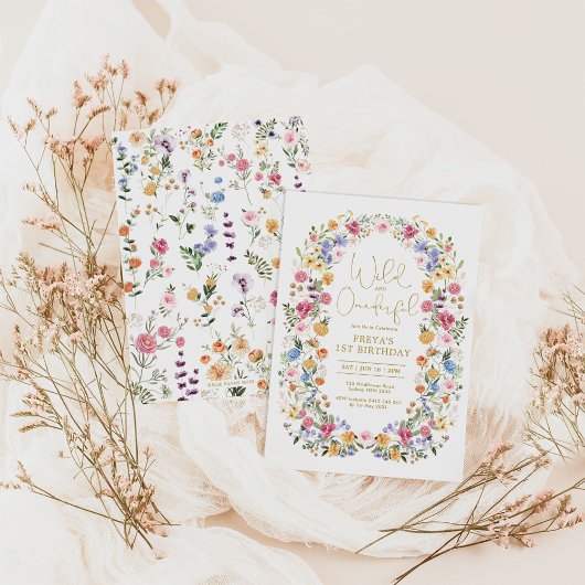 ワイルド&ワンダーフル春ワイルドフラワー1st誕生日 招待状