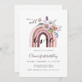 ワイルド&ワンボホワイルドフラワーレインボー1st誕生日 招待状 (正面/裏面)