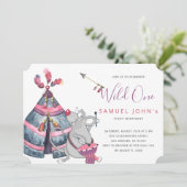 ワイルド・ワン男子の1歳誕生日パーティー　ファニー・トライバル・パーティー 招待状 (スタンド正面)