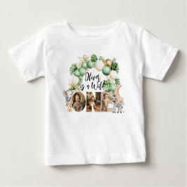 ワイルド・ワン誕生日サファリ動物写真 ベビーTシャツ