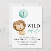 ワイルド・ワン誕生日ライオン招待状 ズー誕生日 招待状 (正面)