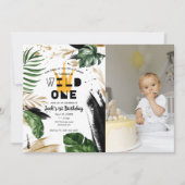 ワイルド·ワン1歳の誕生日|王様王冠 招待状 (正面)