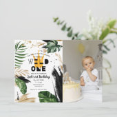 ワイルド·ワン1歳の誕生日|王様王冠 招待状 (スタンド正面)