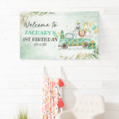 ワイルド・ワン アニマル グリーンレイ ゴールド サファリ 1歳誕生日 横断幕 (インサイチュ)