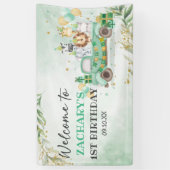 ワイルド・ワン アニマル グリーンレイ ゴールド サファリ 1歳誕生日 横断幕 (縦)