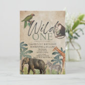 ワイルド・ワン アフリカン・サファリ 動物たち 1歳の誕生日 招待状 (スタンド正面)