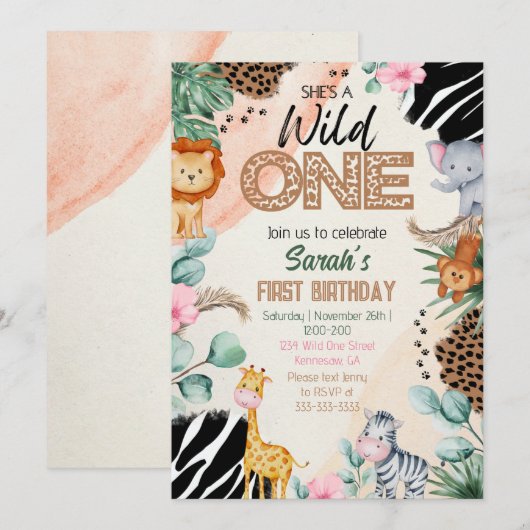 ワイルド・ワン・インビテーション 招待状 (正面/裏面)