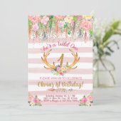 ワイルド・ワン　ウッドランド・アントラーズ　ガール　バースデー・インビテーション 招待状 (スタンド正面)