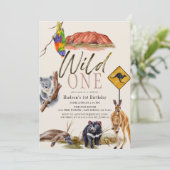 ワイルド・ワン オーストラリアの動物たち 1歳の誕生日 招待状 (スタンド正面)