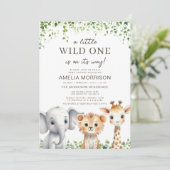 ワイルド・ワン オール・イン・ワン QRコード サファリ ベイビー シャワー 招待状 (スタンド正面)