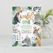 ワイルド・ワン・サファリ・アニマルズ第1回少年誕生パーティー 招待状 (スタンド正面)