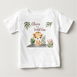 ワイルド・ワン・サファリ・アニマルズ・キュート・タイガー 1歳の誕生日 ベビーTシャツ