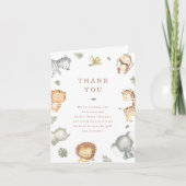 ワイルド・ワン サファリ アニマルズ 男の子 ベビーシャワー サンキューカード (正面)