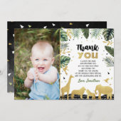 ワイルド·ワン·サファリ·アニマル感謝ノート 招待状 (正面/裏面)