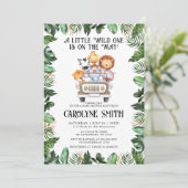 ワイルド・ワン・サファリ・アニマル・トロピカル・ジャングル・ベイビー・シャワー 招待状 (スタンド正面)