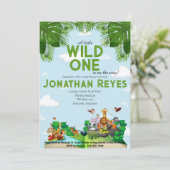 ワイルド・ワン・サファリ ジャングル ベイビー シャワーの招待状 招待状 (スタンド正面)