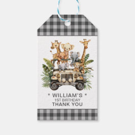 ワイルド・ワン・サファリ・ジャングル 1歳の誕生日ありがとう ギフトタグ