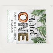 ワイルド・ワン・サファリ・ジャングル 1歳の誕生日 フォト・バックドロップ タペストリー (正面(横))