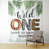 ワイルド・ワン・サファリ・ジャングル 1歳の誕生日 フォト・バックドロップ タペストリー (インサイチュ)